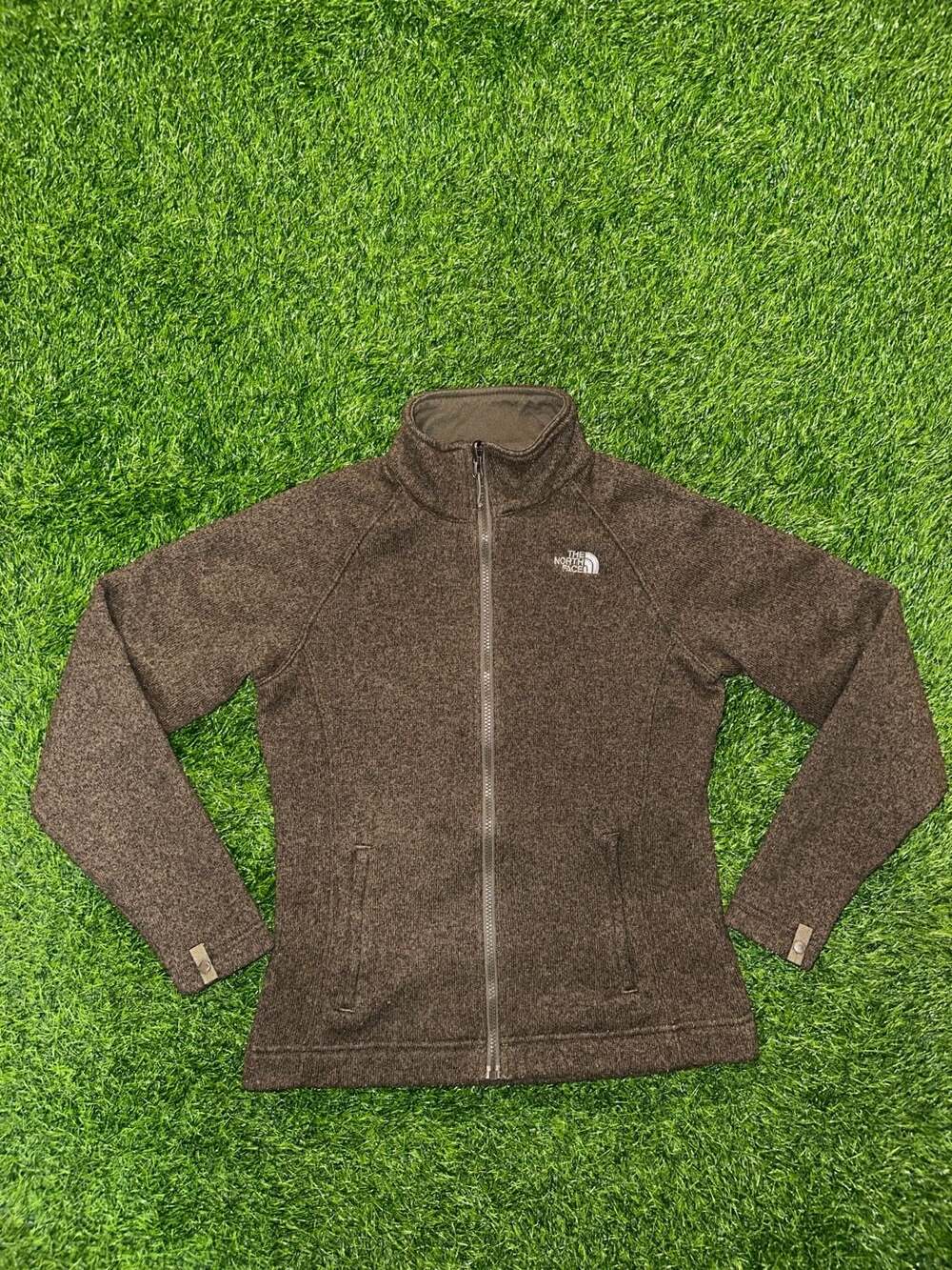 The North Face Full Zip Fleece Jacket Size S Brown Sweater Fleece